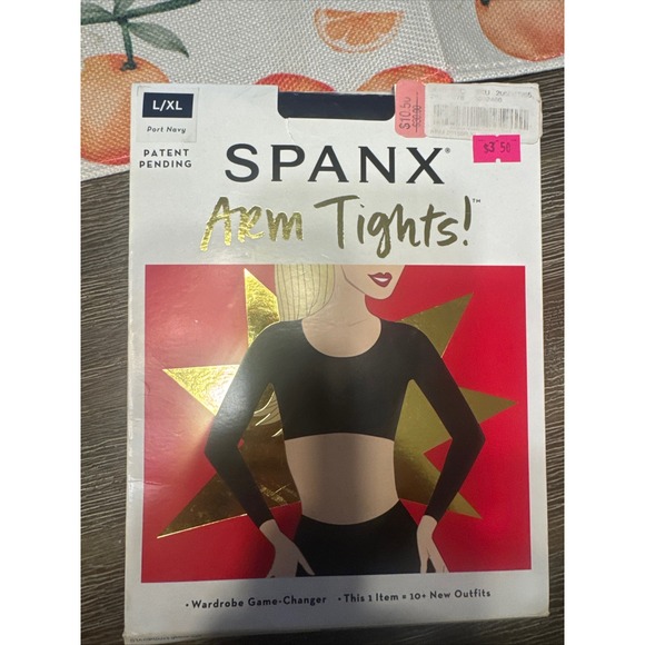 SPANX Tops - Spanx Arm Tights Port Navy Blue Seamless Smoothing Layering Top L/XL NEW